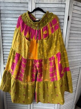 Lotus Wide Leg Tiered Pants - fully reversible with pockets